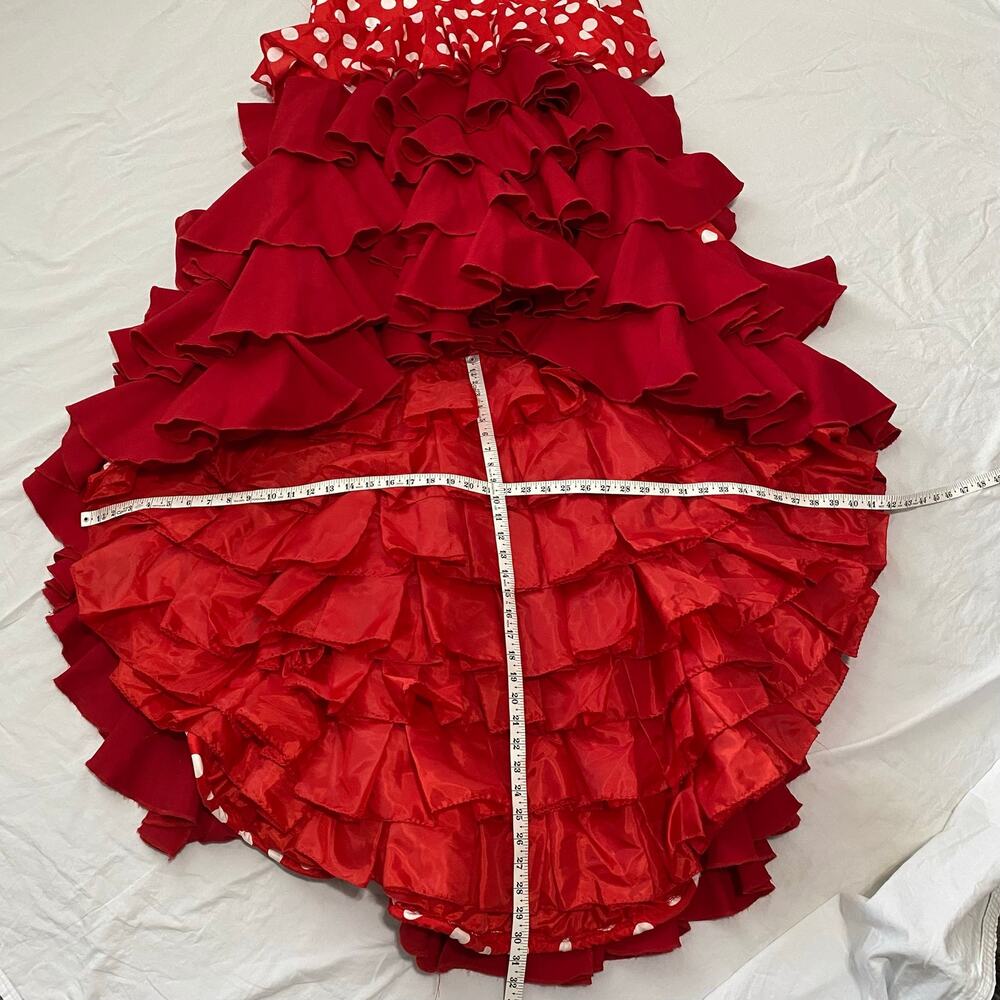 Bata de Cola Flamenco Performance Skirt & Matching Bag Red Polka Dot Size Small - Picture 6 of 16